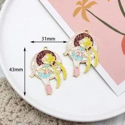 Cartoon Acrylic Beautiful Girl Earrings -Kawaii Fashion Shop 10pcs Enamel Cartoon Girl Magic Stick Charms for Jewelry Making and Crafting Earring Pendant Bracelet Necklace 2