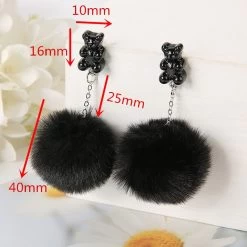 Pom Pom Bear Kawaii Earrings -Kawaii Fashion Shop 1Pair Cute Stud Earrings Multicolours Bear Candy Charms Resin Crafts with Puffer Ball Fashion Jewelry Gift 4