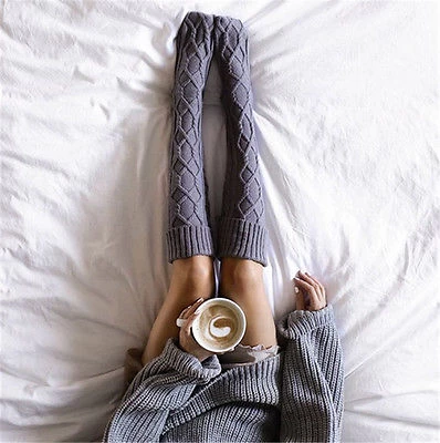 Cute Knit Cable High Stockings 7 Cute Knit Cable High Stockings - Image 5