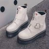 Kawaii Heart Buckle Combat Boots 2 Kawaii Heart Buckle Combat Boots -Kawaii Fashion Shop 2020 New Spring Autumn Motorcycle Boots Women Fashion Love Heart Round Toe Platform Wedges Combat Boots