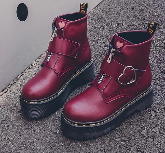 Kawaii Heart Buckle Combat Boots 7 Kawaii Heart Buckle Combat Boots - Image 5