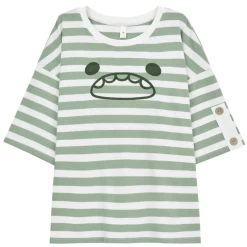 Kawaii Monster Stripe T-Shirt Pocket Overalls 11 Kawaii Monster Stripe T-Shirt Pocket Overalls -Kawaii Fashion Shop 2020 cute bib two piece suit Xia Tianmeisen female cartoon vitality girl student cute shorts short 3