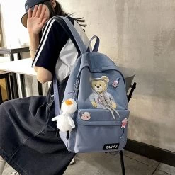 Cartoon Little Bear Backpack -Kawaii Fashion Shop 2021 Cartoon Anime Little Bear Backpack Bag 3D Rope Bear Stylish Bagpack Girl Female Student Collge 1