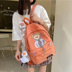 Cartoon Little Bear Backpack -Kawaii Fashion Shop 2021 Cartoon Anime Little Bear Backpack Bag 3D Rope Bear Stylish Bagpack Girl Female Student Collge 2