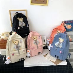 Cartoon Little Bear Backpack -Kawaii Fashion Shop 2021 Cartoon Anime Little Bear Backpack Bag 3D Rope Bear Stylish Bagpack Girl Female Student Collge 3