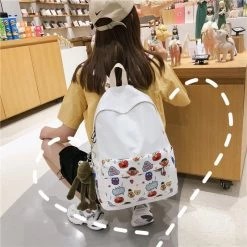 Kawaii Sesame Street Backpack -Kawaii Fashion Shop 2021 Cartoon Anmie Backpack Waterproof Sesame Street Teen College Kids SchoolBag Kawaii Japanese Large Capacity Frog 2