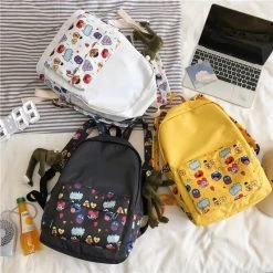 Kawaii Sesame Street Backpack -Kawaii Fashion Shop 2021 Cartoon Anmie Backpack Waterproof Sesame Street Teen College Kids SchoolBag Kawaii Japanese Large Capacity Frog 3