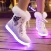 LED Light Fluffy Boots 1 LED Light Fluffy Boots -Kawaii Fashion Shop 2021 Fleece Snow Boots Women UBS LED Light Shoes Casual Rabbit Hair Ankle Boots Shoes Winter