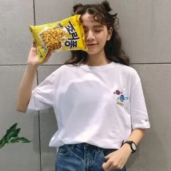 Halajuku Loose Planet Printed T-shirts 9 Halajuku Loose Planet Printed T-shirts -Kawaii Fashion Shop 2021 Halajuku Cotton Planet Printed Letter Embroidered Loose Causal Short Sleeve Female T shirts 3