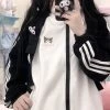 Kawaii Kuromi Sweet Zipper Cardigan Jacket -Kawaii Fashion Shop 2021 Kawaii Sanrio Student Sports Casual Zipper Stand Collar Coat Women Kuromi S 2Xl Size Anime