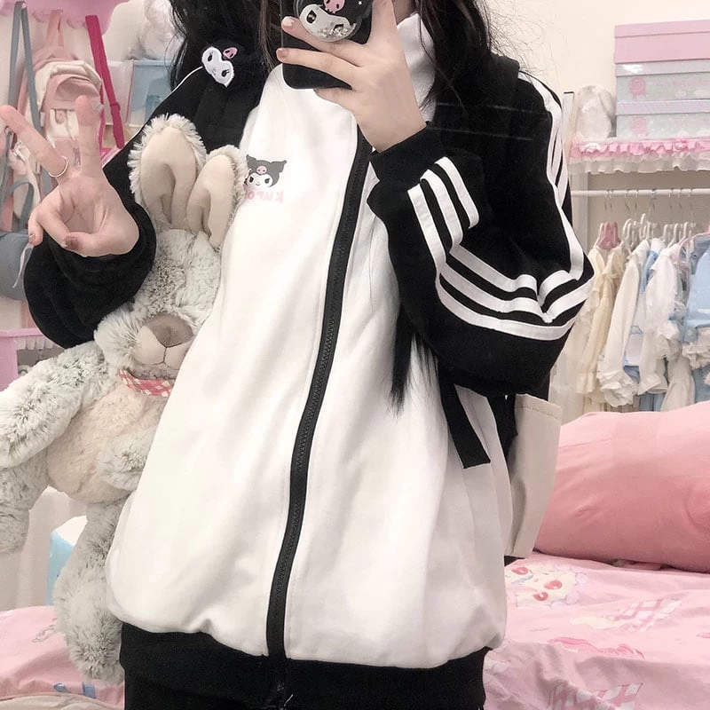 Kawaii Kuromi Sweet Zipper Cardigan Jacket 4 Kawaii Kuromi Sweet Zipper Cardigan Jacket - Image 2