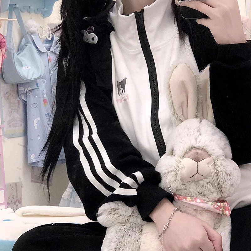 Kawaii Kuromi Sweet Zipper Cardigan Jacket 5 Kawaii Kuromi Sweet Zipper Cardigan Jacket - Image 3