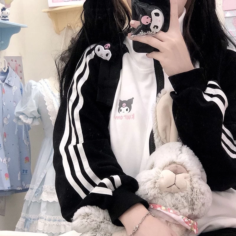 Kawaii Kuromi Sweet Zipper Cardigan Jacket 6 Kawaii Kuromi Sweet Zipper Cardigan Jacket - Image 4