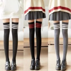 Kawaii JK Striped Stocking 7 Kawaii JK Striped Stocking -Kawaii Fashion Shop 2021 New Anime JK Cosplay Stocking Black white Dance Socks Girl Fashion Sexy Striped Long Socks 2
