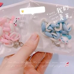 Kawaii Pink Cartoon Bracelet -Kawaii Fashion Shop 2021 New Japanese Cartoon Acrylic Girls Bracelet Adjustable Metal Chain Kawaii Candy Pink Big Ear Dog 3