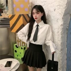 Casual Pure Color Loose Shirts 11 Casual Pure Color Loose Shirts -Kawaii Fashion Shop 2021 New Spring Autumn Woman Long Sleeve Shirt Japanese Style Jk Shirt School Girl Outfit Japanese 3