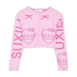 Kawaii Pink Cartoon Tight Sweater 12 Kawaii Pink Cartoon Tight Sweater -Kawaii Fashion Shop 2021 Spring and Autumn New Cartoon Kawaii Tight Sweater Women Short Half High Neck and Long 4