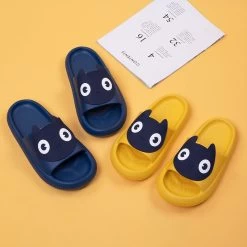 Cute Back Cat Fact Slippers -Kawaii Fashion Shop 2021 Summer Big eyed Black Cat Cartoon Molding Eva Slippers for Men and Woman Slide Sandals 4