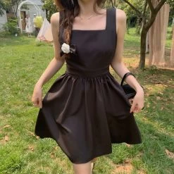 Kawaii Sexy Black Backless Dress 9 Kawaii Sexy Black Backless Dress -Kawaii Fashion Shop 2021 Summer Sexy Tank Dress Women for Party Backless Bowknot Black Hepburn Mini Dresses Sleeveless Korean 1