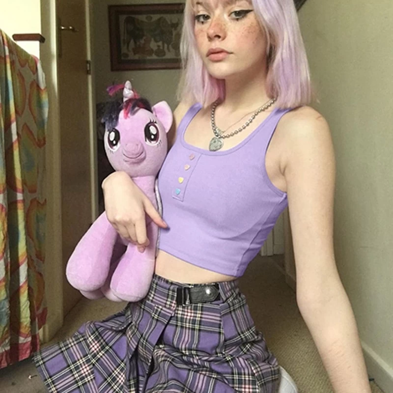 Cute Heart Buttons Crop Top 3 Cute Heart Buttons Crop Top