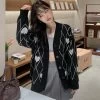 Grunge Heart & Argyle Pattern Cardigan -Kawaii Fashion Shop 2021 autumn Winter korean style Love Embroidery knittd cardigans womens loose sweaters Cardigans womens C8213