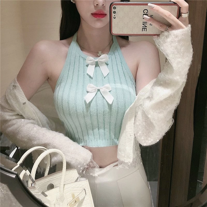 Kawaii Bowknot Knitted Crop Top 3 Kawaii Bowknot Knitted Crop Top