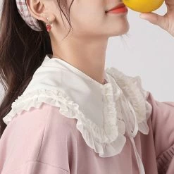 Kawaii Doll Faux Peter Pan Collar -Kawaii Fashion Shop 2022 Japanese Women Girls Lolita Doll Double Layer Ruffles Fake Collar Shoulder Wrap 2