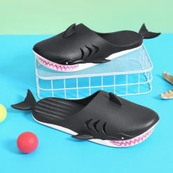 Cartoon Shark Slide Sandal -Kawaii Fashion Shop 2022 New Cute Cartoon Slippers Men s Summer Dormitory Outdoor Wear Non slip Home Beach Slippers 2