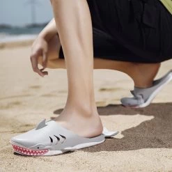 Cartoon Shark Slide Sandal -Kawaii Fashion Shop 2022 New Cute Cartoon Slippers Men s Summer Dormitory Outdoor Wear Non slip Home Beach Slippers 3