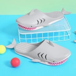 Cartoon Shark Slide Sandal -Kawaii Fashion Shop 2022 New Cute Cartoon Slippers Men s Summer Dormitory Outdoor Wear Non slip Home Beach Slippers 4