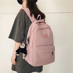 Cute Solid Color Nylon Backpack -Kawaii Fashion Shop 2022 New Fashion Nylon Backpack High Quality Women Book Bag Female Solid Color Big Schoolbag Teenage 2