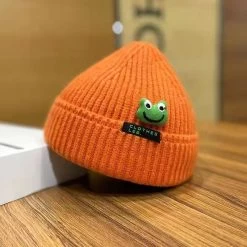 Kawaii Cartoon Frog Knit Hat -Kawaii Fashion Shop 2022 New Korean Cartoon Small Frog Knitting Wool Hat Autumn And Winter Cute Matching Japanese Cap 2