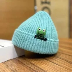 Kawaii Cartoon Frog Knit Hat -Kawaii Fashion Shop 2022 New Korean Cartoon Small Frog Knitting Wool Hat Autumn And Winter Cute Matching Japanese Cap 3