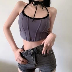 Color Stitching Crop Tops