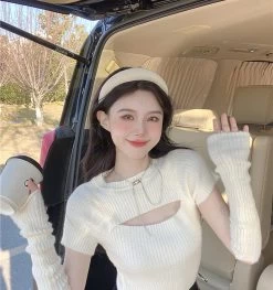 Korean Knitted Sweater Crop Tops