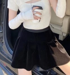 Korean Knitted Sweater Crop Tops -Kawaii Fashion Shop 2022 Spring Knitted Sweater Women Casual Pure Color Sexy Slim Y2k Crop Tops Female Korean Style 4