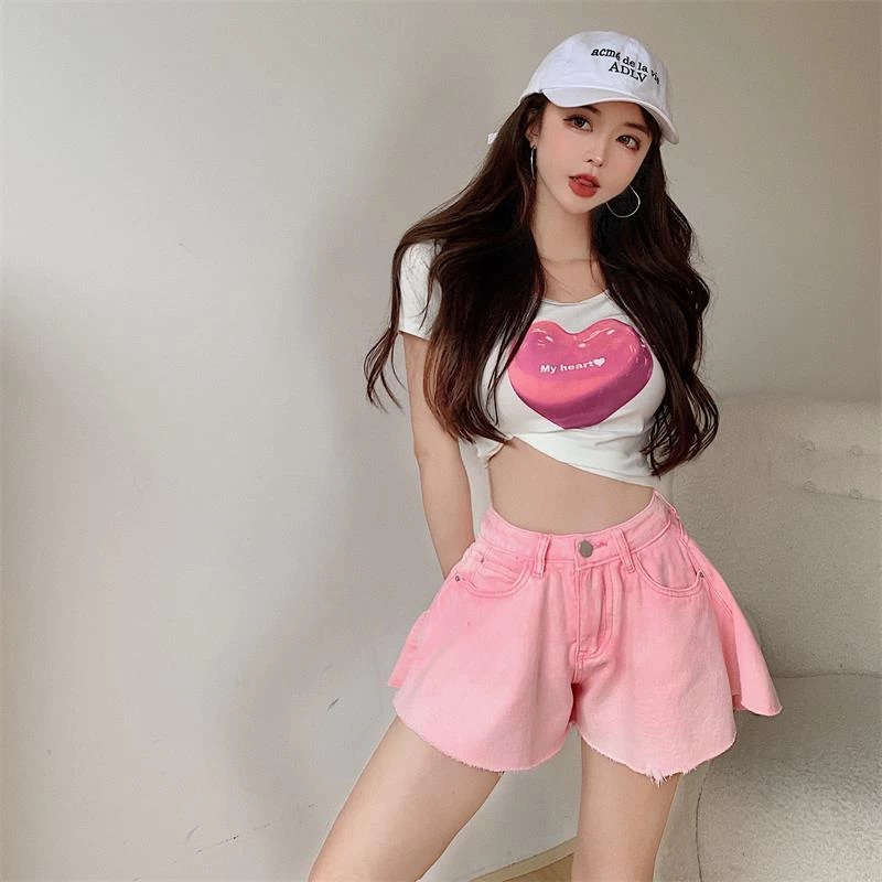 Korean High Waist A-word Wide Leg Shorts 4 Korean High Waist A-word Wide Leg Shorts - Image 2