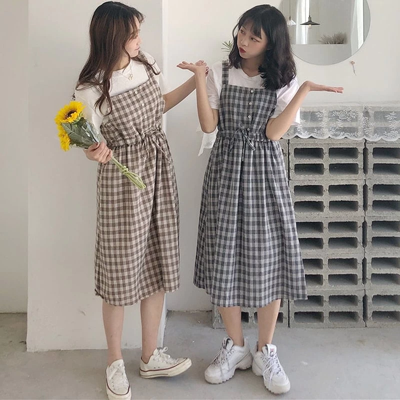 Kawaii Plaid Fashion Pinafore Summer Dress 5 Kawaii Plaid Fashion Pinafore Summer Dress - Image 3