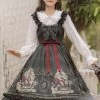 Gothic Ruffles Bows Floral Print Black Lolita Dresses 1 Gothic Ruffles Bows Floral Print Black Lolita Dresses -Kawaii Fashion Shop 202206061339430655537