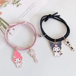 Fashion Anime Friends Bracelets 10 Fashion Anime Friends Bracelets -Kawaii Fashion Shop 2pcs Set Magnet Attracts Couple Bracelet Cute Cartoon Charm Adjustable Elastic Rope Wrist Bracelets Lover Gift 2