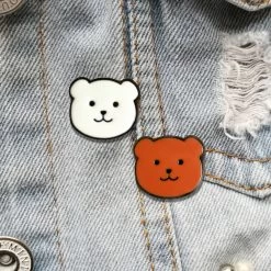 Cute Bear Enamel Pins -Kawaii Fashion Shop 2style Brooches Pin Bear Enamel Pins For Backpacks Small Brooch Women Fashion Party Jewelry Gifts Hat 3