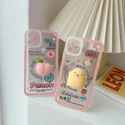 Cute 3D Carton Chicken IPhone Case -Kawaii Fashion Shop 3D Cute Carton Chicken Straight Edge Phone Case For iPhone 11 12 Pro Max XR XS 4