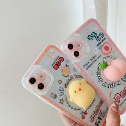 Cute 3D Carton Chicken IPhone Case -Kawaii Fashion Shop 3D Cute Carton Chicken Straight Edge Phone Case For iPhone 11 12 Pro Max XR XS 5