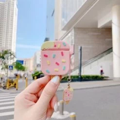 Kawaii Colorful Ice Cream Airpods Case -Kawaii Fashion Shop 3D Silicone Tiny Abite Ice Cream With Colorful Cake Earphone Case For Airpods 1 2 Airbuds 5