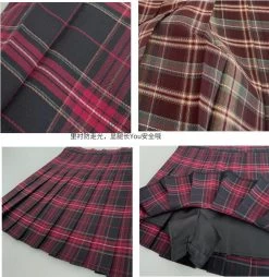 Vintage Red Plaid Skirt Suits -Kawaii Fashion Shop 5XL Vintage Red Plaid Women Skirt Suits 2022 New Spring Streetwear Y2k High Waist Faldas Largas 5
