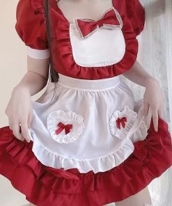Kawaii Bowknot Puff Sleeve Princess Lolita Dress -Kawaii Fashion Shop 644971859169 007