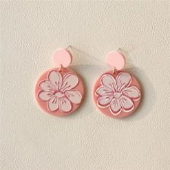 Cute Simple Milk Cow Earrings -Kawaii Fashion Shop AOMU Cute Simple Red Blue Transparent Acrylic Horse Cow Round Earrings Irregular Stitching Animal Drop Earrings 5