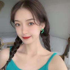 Funny Smiley Face Earrings -Kawaii Fashion Shop AOMU Fashion Sweet Gril Mixed Styles Round Geometric Earring Face Alien Cute Asymmetry Stud Earrings Set 2