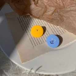 Funny Smiley Face Earrings -Kawaii Fashion Shop AOMU Fashion Sweet Gril Mixed Styles Round Geometric Earring Face Alien Cute Asymmetry Stud Earrings Set 4