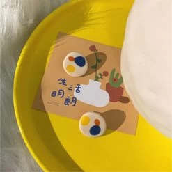 Funny Smiley Face Earrings -Kawaii Fashion Shop AOMU Fashion Sweet Gril Mixed Styles Round Geometric Earring Face Alien Cute Asymmetry Stud Earrings Set 5